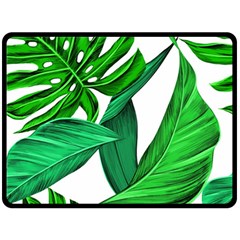 Leaves Tropical Monstera Summer Double Sided Fleece Blanket (large)  by Simbadda