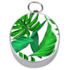 Leaves Tropical Monstera Summer Silver Compasses by Simbadda