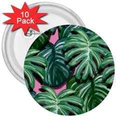 Painting Leaves Tropical Jungle 3  Buttons (10 Pack)  by Simbadda