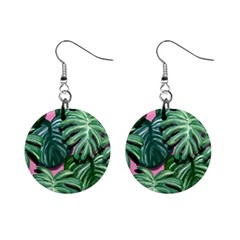 Painting Leaves Tropical Jungle Mini Button Earrings by Simbadda