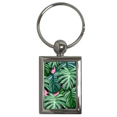 Painting Leaves Tropical Jungle Key Chain (rectangle) by Simbadda