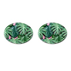 Painting Leaves Tropical Jungle Cufflinks (oval) by Simbadda