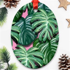 Painting Leaves Tropical Jungle Oval Ornament (two Sides) by Simbadda