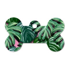 Painting Leaves Tropical Jungle Dog Tag Bone (one Side) by Simbadda