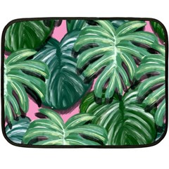 Painting Leaves Tropical Jungle Fleece Blanket (mini) by Simbadda