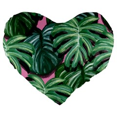 Painting Leaves Tropical Jungle Large 19  Premium Flano Heart Shape Cushions by Simbadda