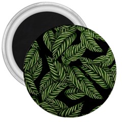 Leaves Black Background Pattern 3  Magnets by Simbadda