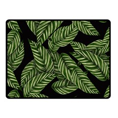 Leaves Black Background Pattern Fleece Blanket (small) by Simbadda