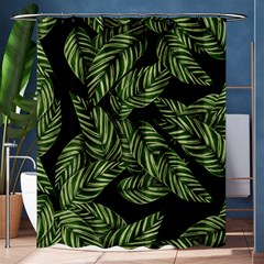 Leaves Black Background Pattern Shower Curtain 60  X 72  (medium)  by Simbadda