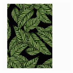 Leaves Black Background Pattern Large Garden Flag (two Sides) by Simbadda