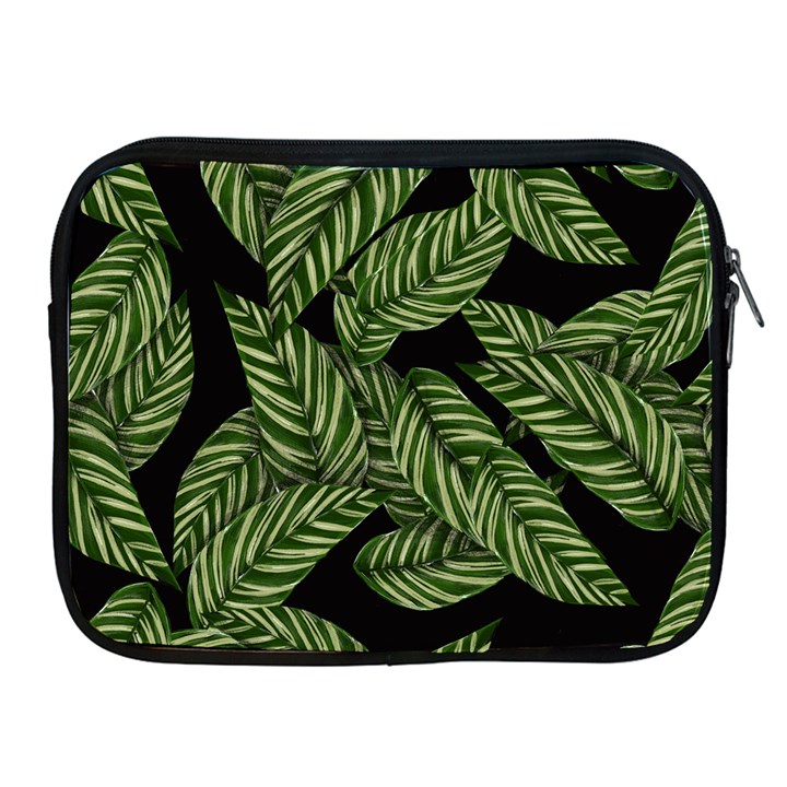 Leaves Black Background Pattern Apple iPad 2/3/4 Zipper Cases