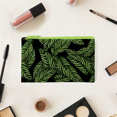 Leaves Black Background Pattern Cosmetic Bag (xs) by Simbadda