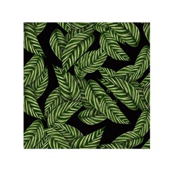 Leaves Black Background Pattern Small Satin Scarf (square) by Simbadda