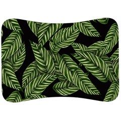 Leaves Black Background Pattern Velour Seat Head Rest Cushion by Simbadda