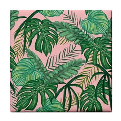 Tropical Greens Leaves Design Tile Coasters by Simbadda