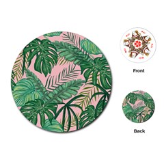 Tropical Greens Leaves Design Playing Cards Single Design (round) by Simbadda