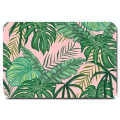 Tropical Greens Leaves Design Large Doormat  by Simbadda