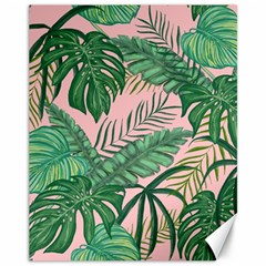 Tropical Greens Leaves Design Canvas 11  X 14  by Simbadda