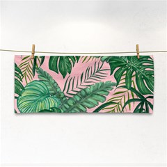 Tropical Greens Leaves Design Hand Towel by Simbadda