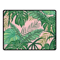 Tropical Greens Leaves Design Fleece Blanket (small) by Simbadda