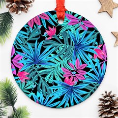 Leaves Picture Tropical Plant Ornament (round) by Simbadda