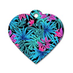 Leaves Picture Tropical Plant Dog Tag Heart (two Sides) by Simbadda