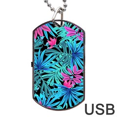 Leaves Picture Tropical Plant Dog Tag Usb Flash (one Side) by Simbadda