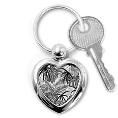 Drawing Leaves Nature Picture Key Chain (heart) by Simbadda