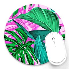 Tropical Greens Monstera Summer Round Mousepads by Simbadda