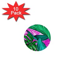 Tropical Greens Monstera Summer 1  Mini Buttons (10 Pack)  by Simbadda