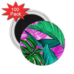 Tropical Greens Monstera Summer 2 25  Magnets (100 Pack)  by Simbadda