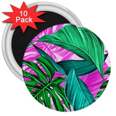 Tropical Greens Monstera Summer 3  Magnets (10 Pack)  by Simbadda