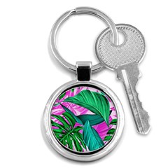 Tropical Greens Monstera Summer Key Chain (round) by Simbadda