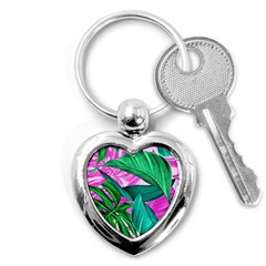 Tropical Greens Monstera Summer Key Chain (heart) by Simbadda