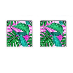 Tropical Greens Monstera Summer Cufflinks (square) by Simbadda