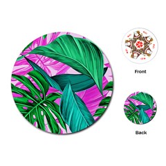 Tropical Greens Monstera Summer Playing Cards Single Design (round) by Simbadda