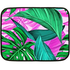 Tropical Greens Monstera Summer Double Sided Fleece Blanket (mini) 