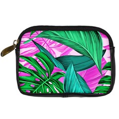 Tropical Greens Monstera Summer Digital Camera Leather Case by Simbadda