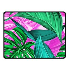 Tropical Greens Monstera Summer Fleece Blanket (small) by Simbadda