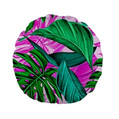 Tropical Greens Monstera Summer Standard 15  Premium Flano Round Cushions by Simbadda