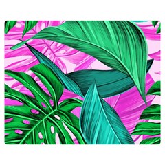 Tropical Greens Monstera Summer Double Sided Flano Blanket (medium)  by Simbadda