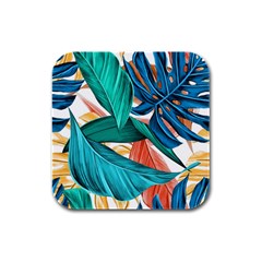 Leaves Tropical Summer Exotic Rubber Square Coaster (4 Pack)  by Simbadda