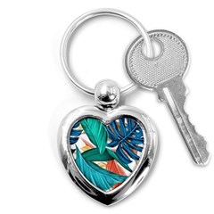 Leaves Tropical Summer Exotic Key Chain (heart) by Simbadda