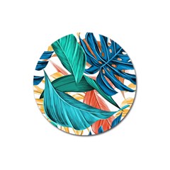 Leaves Tropical Summer Exotic Magnet 3  (round) by Simbadda