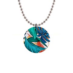 Leaves Tropical Summer Exotic 1  Button Necklace by Simbadda