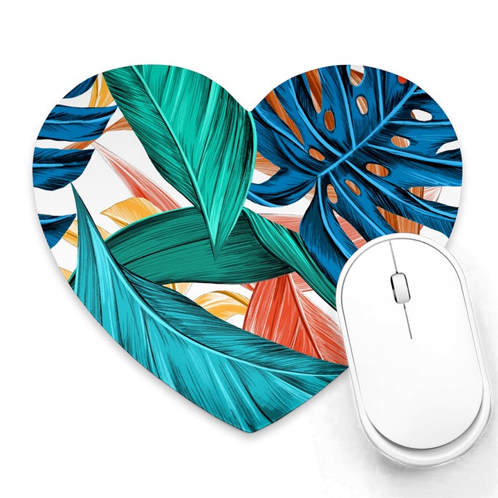 Leaves Tropical Summer Exotic Heart Mousepads