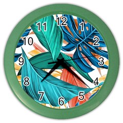 Leaves Tropical Summer Exotic Color Wall Clock by Simbadda