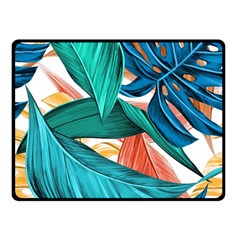 Leaves Tropical Summer Exotic Fleece Blanket (small) by Simbadda