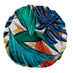 Leaves Tropical Summer Exotic Large 18  Premium Round Cushions by Simbadda