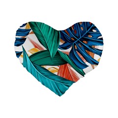 Leaves Tropical Summer Exotic Standard 16  Premium Heart Shape Cushions by Simbadda